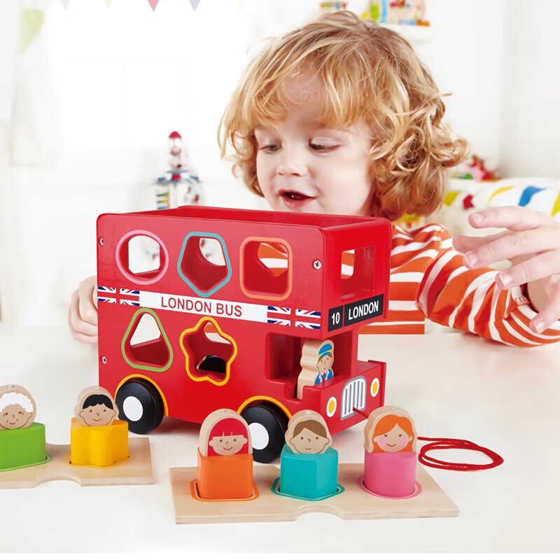Hape伦敦巴士儿童木质汽车玩具模型公交车男女孩宝宝生日儿童节礼物 HAPE伦敦巴士E8237