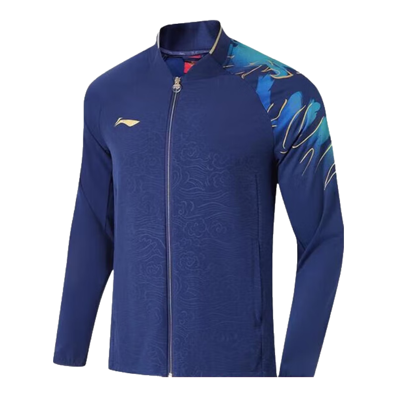 李寧（LI-NING）乒乓球服大賽服同款領(lǐng)獎服運動服外套衛(wèi)衣 男款 圖藍色 L 