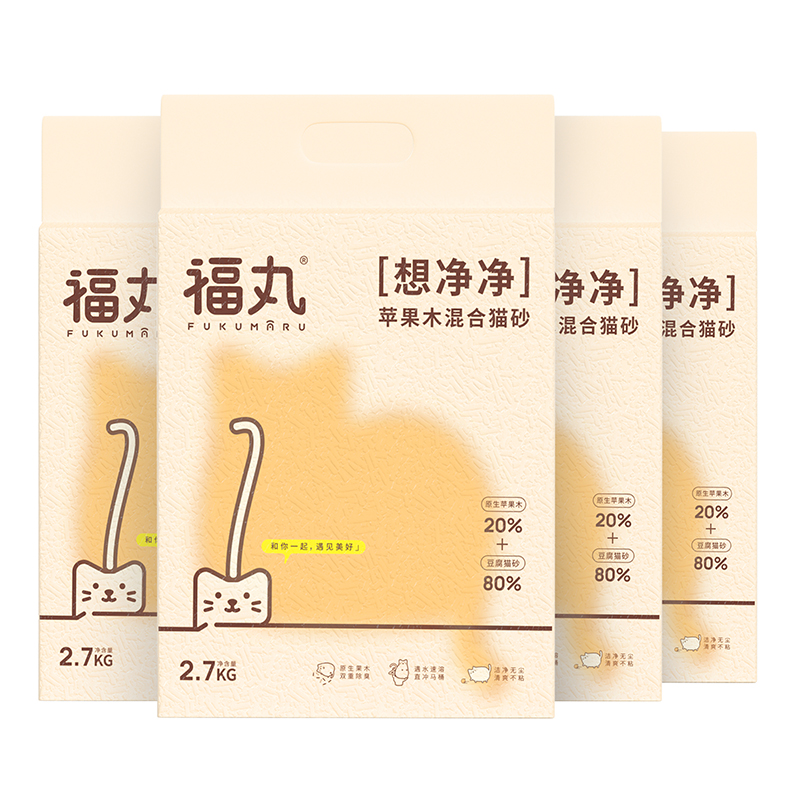 真实说一说福丸苹果木豆腐混合猫砂 2.7kg*4包豆腐猫砂质看真实？评测一个月心得分享