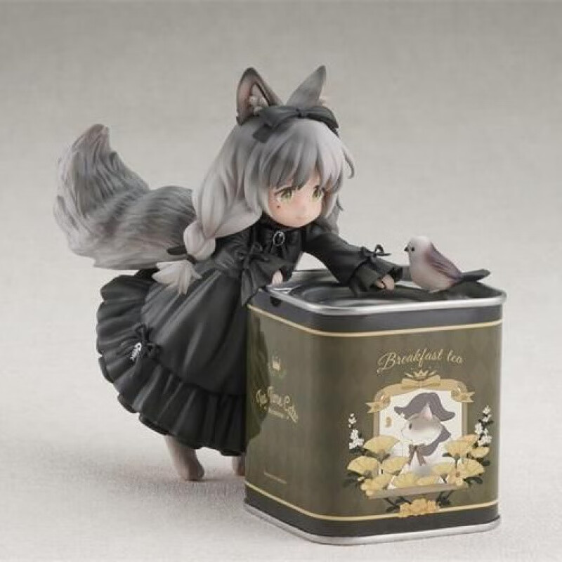 q版茶会猫茶罐猫手办人形小猫狸花猫动漫周边公仔摆件模型礼物 站姿茶