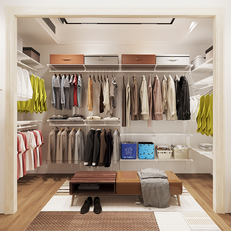 甜苗苗u型定制整体衣帽间步入式衣橱衣柜储物间 白色 组装 01平方米 .