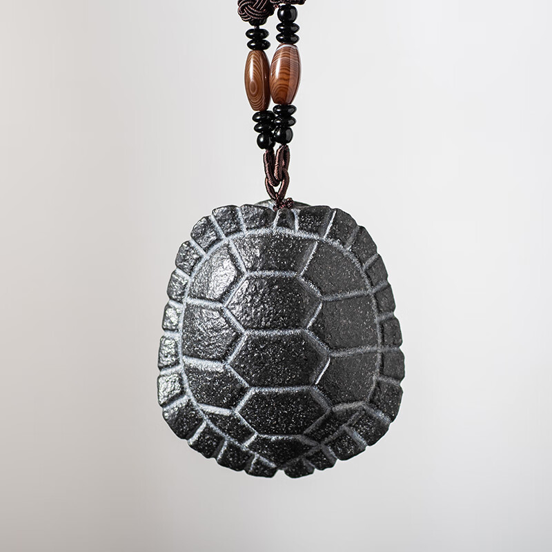 石隐乌龟壳龟甲手把件乌金石头茶宠摆件精品可养富甲