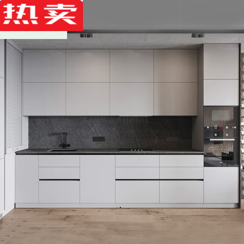 嗨趣德国品质深圳广州zenig整体橱柜定做极简轻奢厨房厨柜石英石 绿色