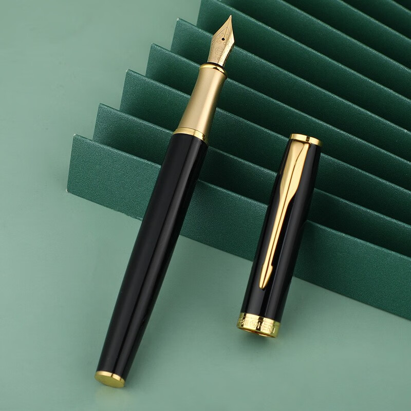 英雄（HERO）钢笔礼盒男女士签字笔礼品商务书法练字三年级中小学生定制刻字笔生日礼物E609 【爆款推荐】耀光黑【礼盒】（送 墨水+墨囊+礼袋） F明尖0.5mm