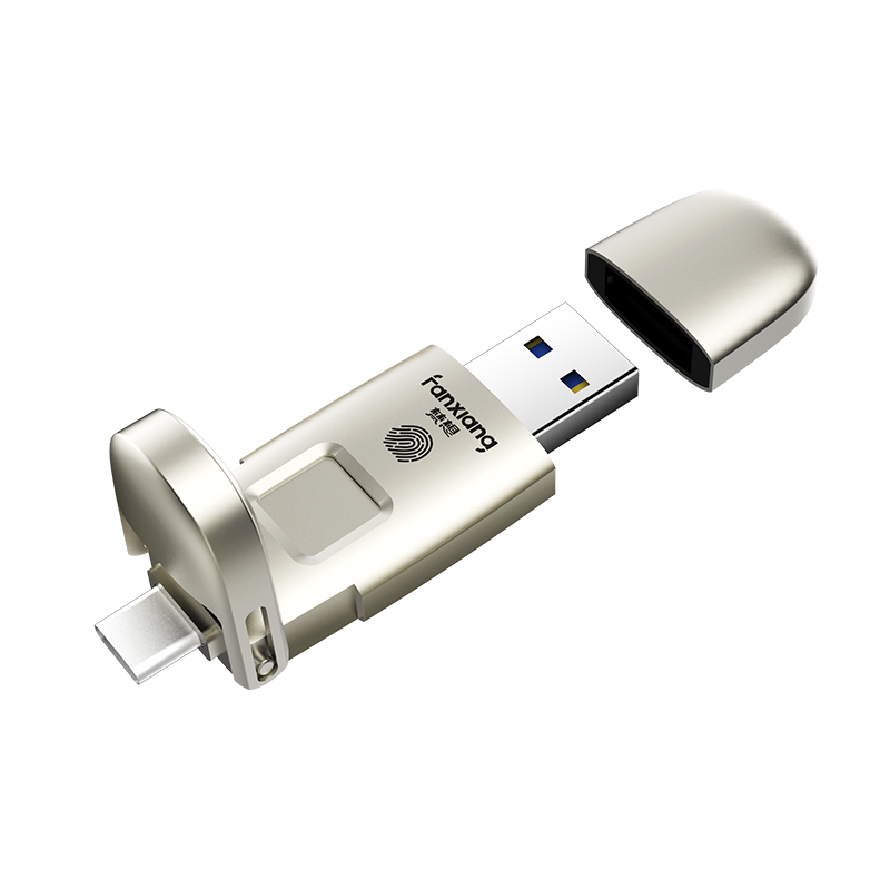 梵想（FANXIANG）256GB USB3.2 Gen2 Type-C FP651 香槟银 指纹加密高速固态U盘 读550MB/S 移动固态硬盘