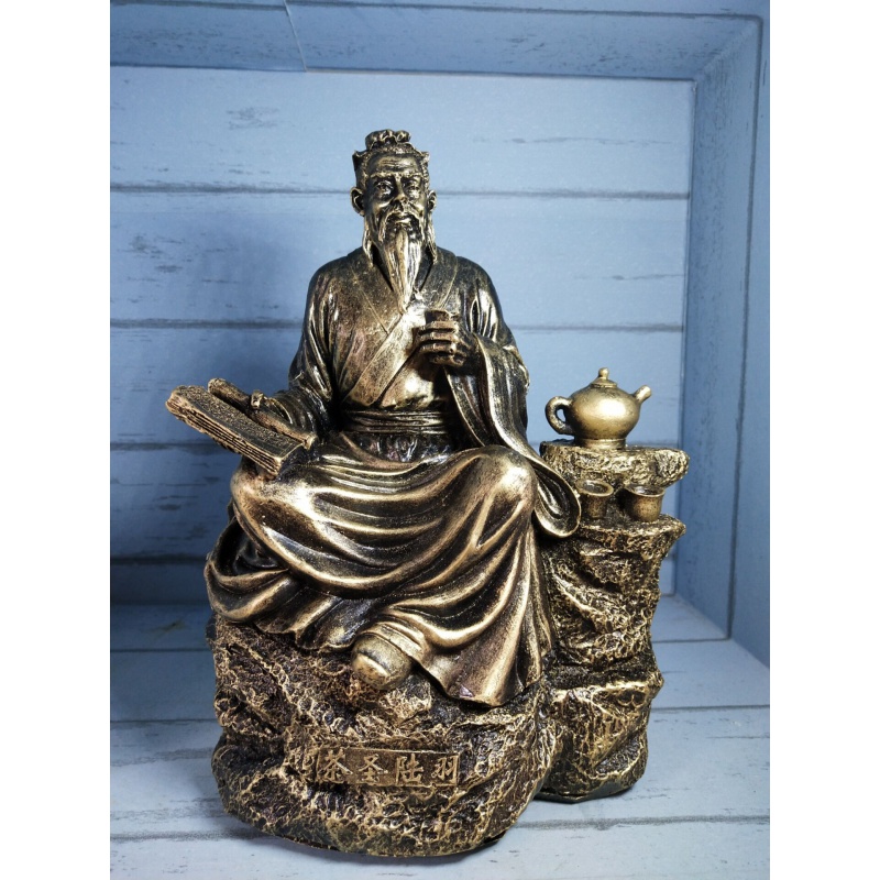 陆羽像 茶圣陆羽像摆件陆羽雕像新品创意茶店茶柜装饰树脂工艺品家居