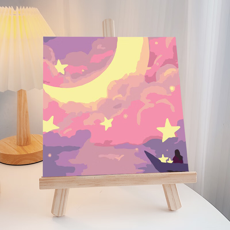 鹿叙橘小型diy手工油彩画小尺寸儿童数字油画:梦幻丙烯填色桌面壁画