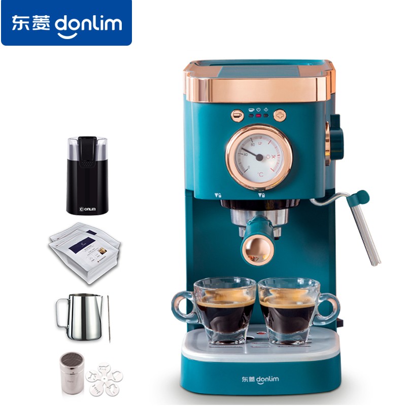 东菱（Donlim）咖啡机意式20bar半自动小型复古家用办公室泵压蒸汽打奶泡KF5400 绿色