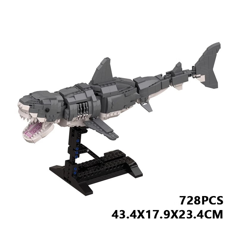 风雪俏佳人moc积木兼容乐高 54823 创意套装 大白鲨海洋动物 锯齿鲨