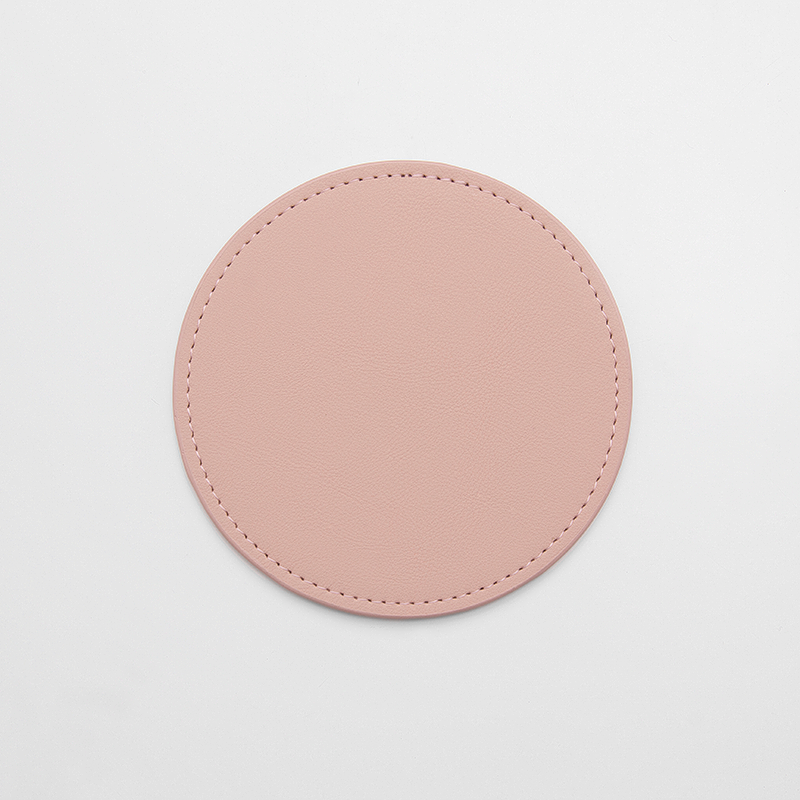 值得皮质ins杯垫定制logo莫兰迪加厚隔热pu皮革咖啡代餐碟垫 粉红色