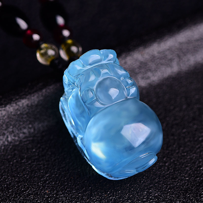 慈灵阁海蓝宝貔貅吊坠蓝水晶个性项链挂件日韩饰品女款