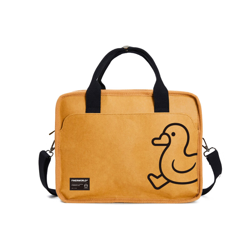 world湿水牛皮纸斜挎包情侣方差包公文包手提包拉链帆布 中号奔跑鸭
