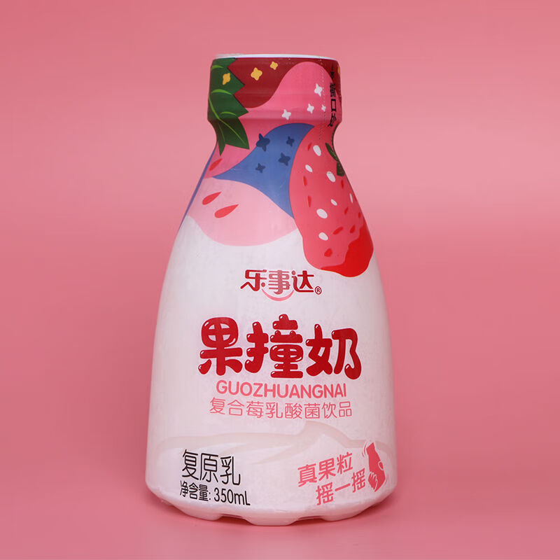 楽事达网红乳酸菌果撞奶 8瓶 黄桃百香果草莓椰果小清梨 果味复原乳
