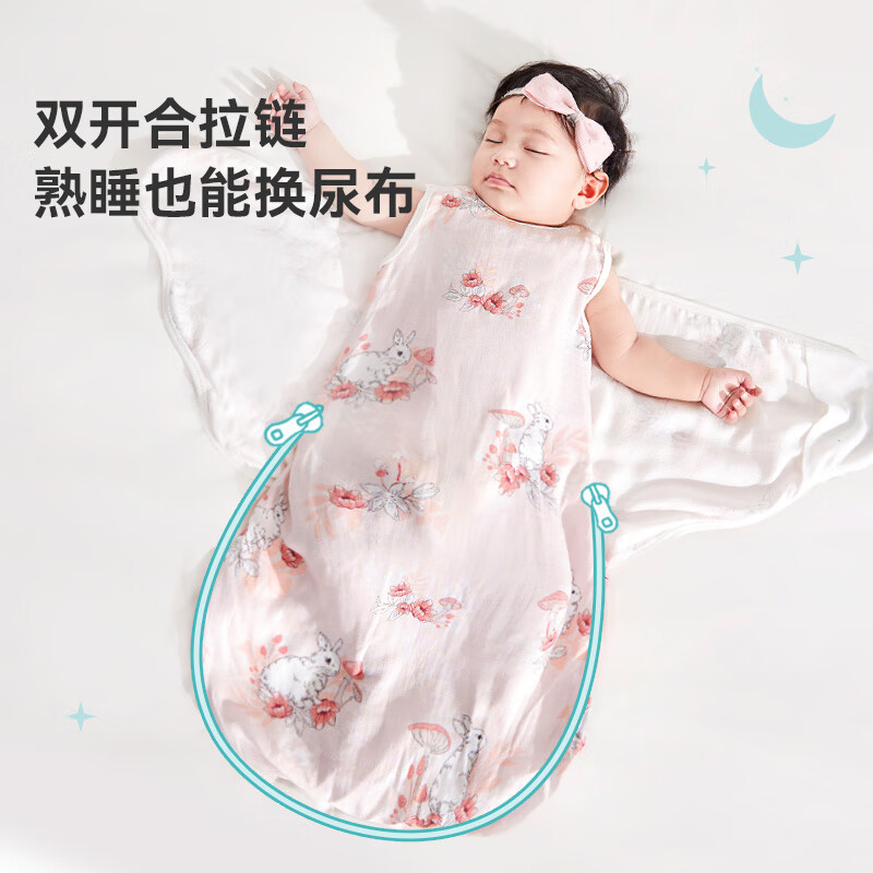 ibaby防惊跳睡袋婴儿夏季薄款包单新生儿包被襁褓式睡袋宝宝睡衣睡被 【包裹式纱布款】海岛日记(28-32℃) 59cm(0-3个月)
