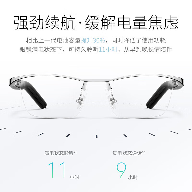 华为智能眼镜2代智慧播报语音随身助手四代通话降噪开放式立体声时尚4适于Harmony OS系统mate60pro 钛空光学镜 钛空银