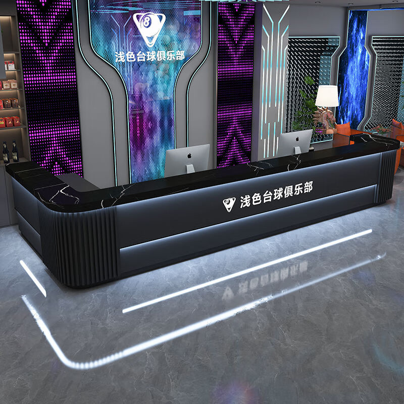 曼洛璐台球厅吧台收银台电竞馆健身房现代简约酒店烤漆拐转角前台接待