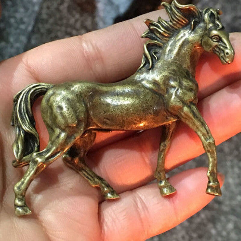 缘裕十二生肖马骏马小马摆件马小摆件马到成功手把件 黄铜实心俊马