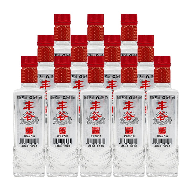 丰谷酒精品特曲浓香型高度白酒纯粮酿造 52度丰谷酒100ml*12瓶原箱
