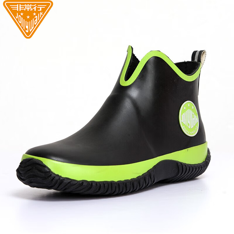 非常行（Jolly Walk）水鞋男雨鞋短筒防水低帮钓鱼洗车胶鞋时尚套鞋JW228 黑绿 42