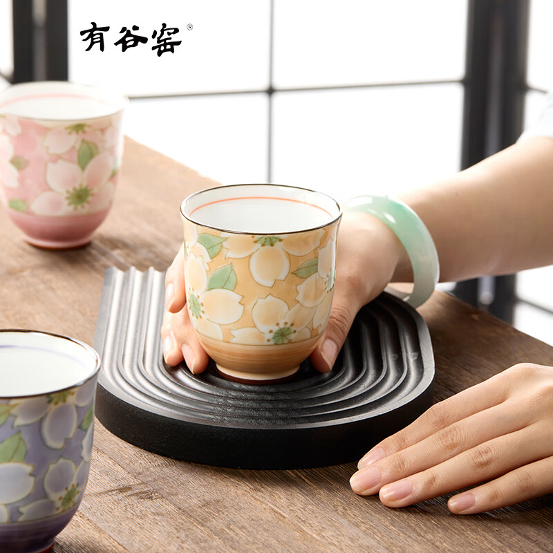 有谷窑双印椿燕麦杯早餐杯马克杯水杯陶瓷杯情侣款马克杯套装办公室水杯 双印椿情侣红绿对杯