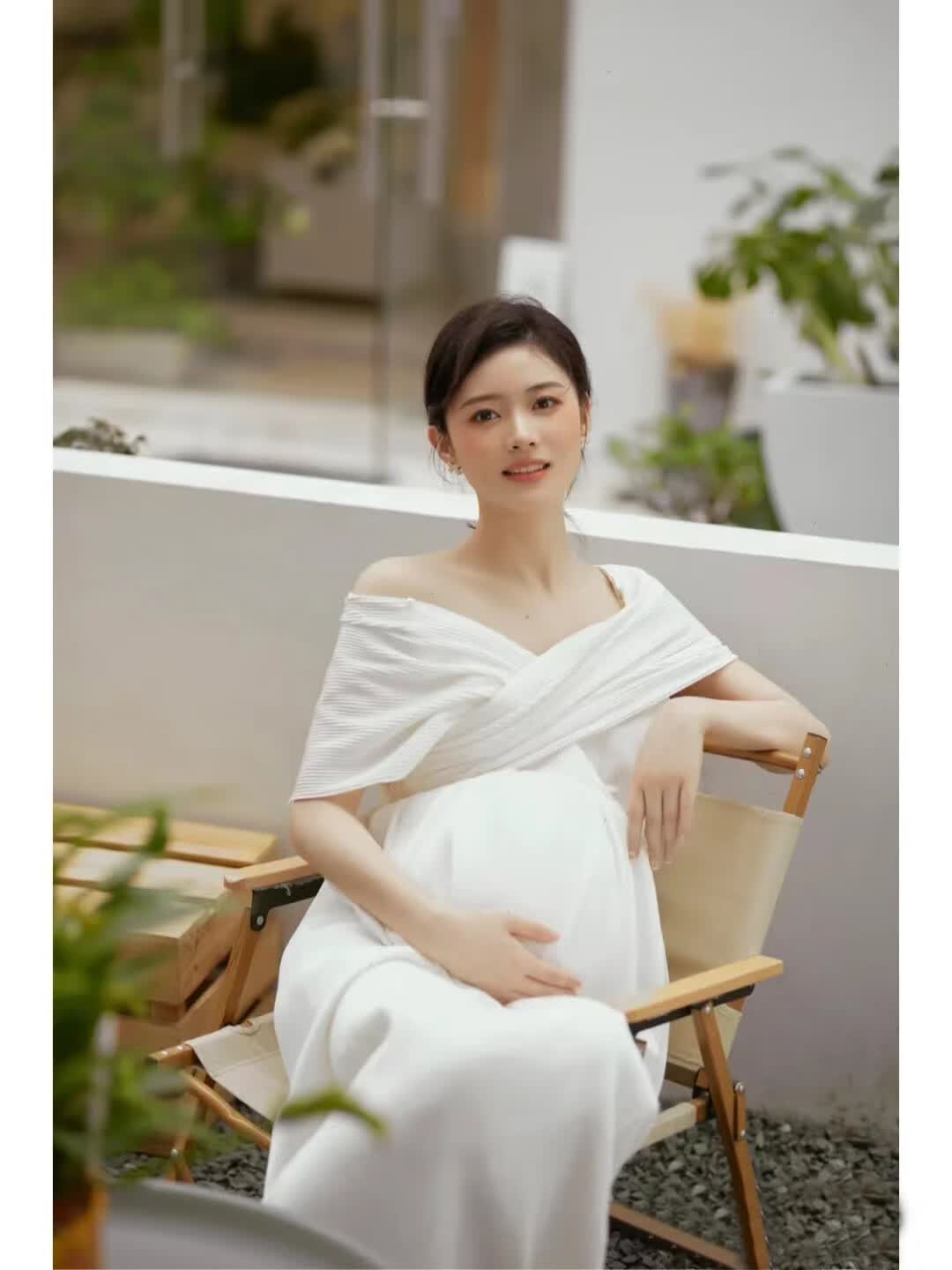 jkashdk孕妇婚纱礼服新款新娘高腰韩版一字肩大码胖mm夏季轻纱出门纱