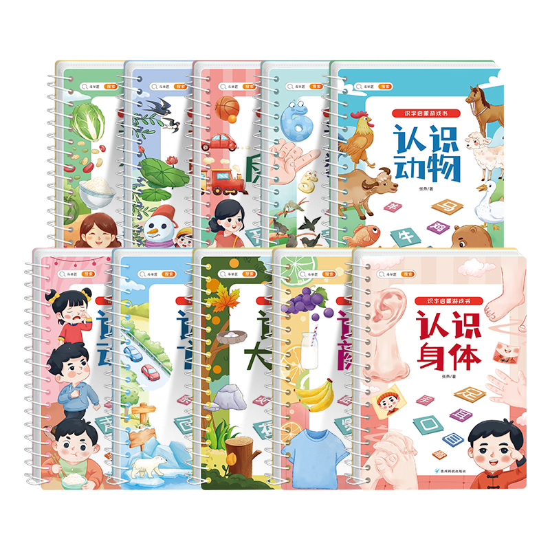 斗半匠识字启蒙游戏书儿童幼儿早教益智学前识字书宝宝安静书手撕拉粘贴撕撕书魔术贴小朋友学认字卡片全套婴儿玩具游戏 【10本 全套】识字启蒙游戏书全套