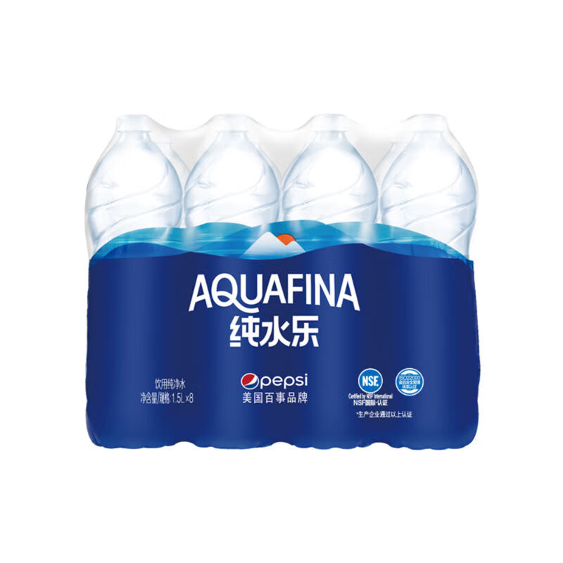 百事可乐纯水乐 AQUAFINA 饮用水 纯净水 1.5L*8瓶 整箱装  百事出品