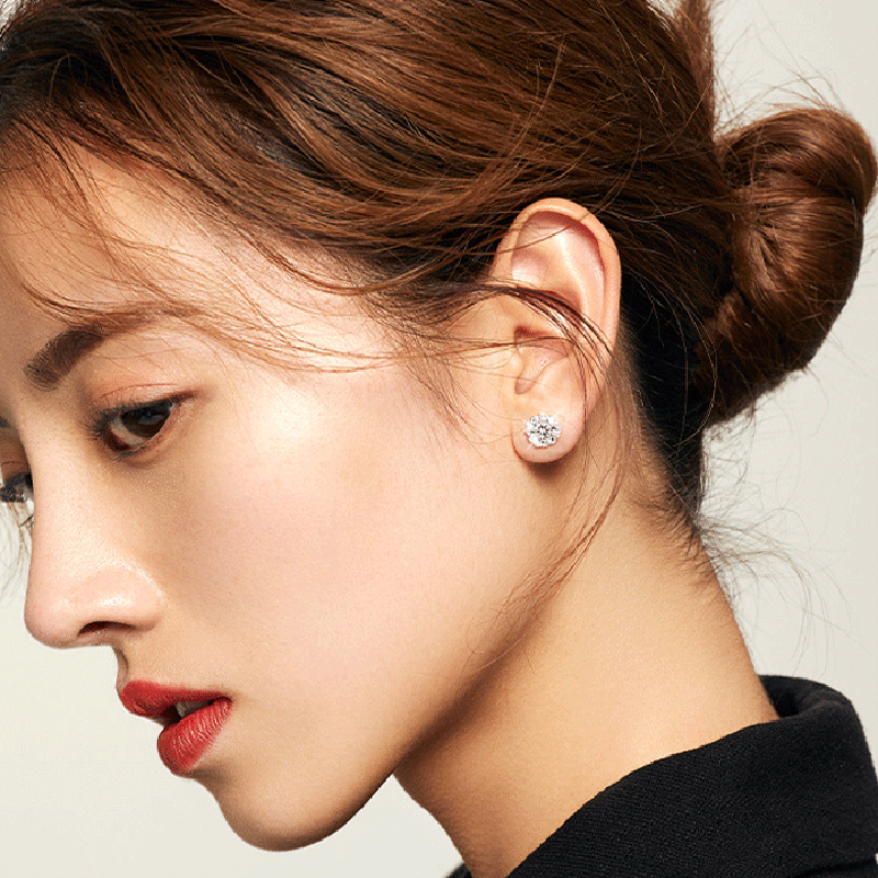 洛希曼耳钉女镶钻高级感耳环气质耳饰耳坠生日礼物送女朋友老婆【证书】 豪华礼盒+一克拉莫桑钻耳钉