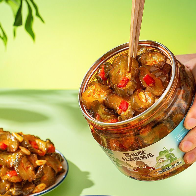 屋头新品红油酱黄瓜大瓶装380克 一瓶