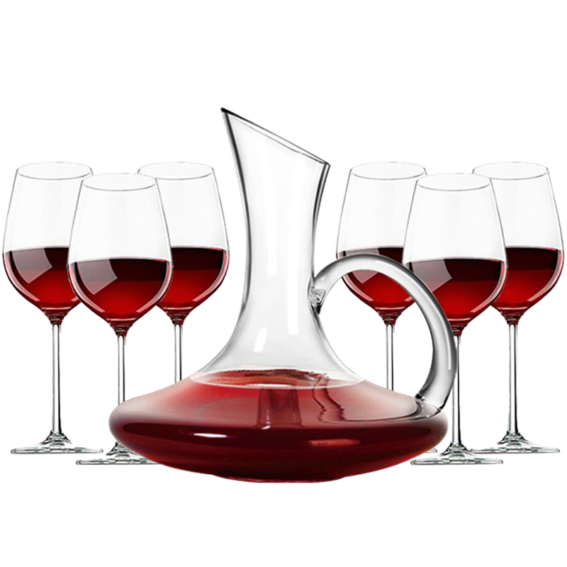 青苹果（QINGPINGGUO） 欧式水晶红酒杯套装6只家用大号酒杯创意葡萄醒酒器玻璃高脚杯 卓影430ML六只装