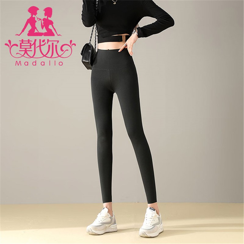 莫代尔打底裤鲨鱼裤高腰收腹打底裤紧身芭比压力瑜伽裤秋冬打底裤 薄款鲨鱼裤黑色 均码(适合80-110斤)