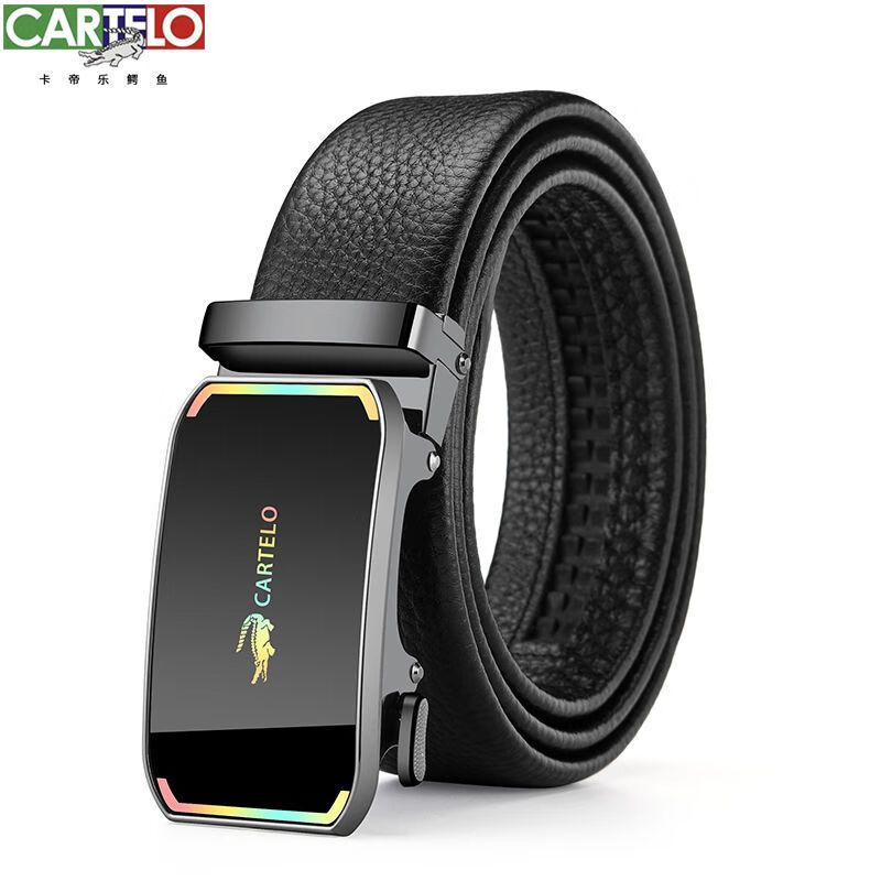 卡帝乐鳄鱼(cartelo)皮带男真牛皮青年休闲自动扣腰带真皮商务裤带