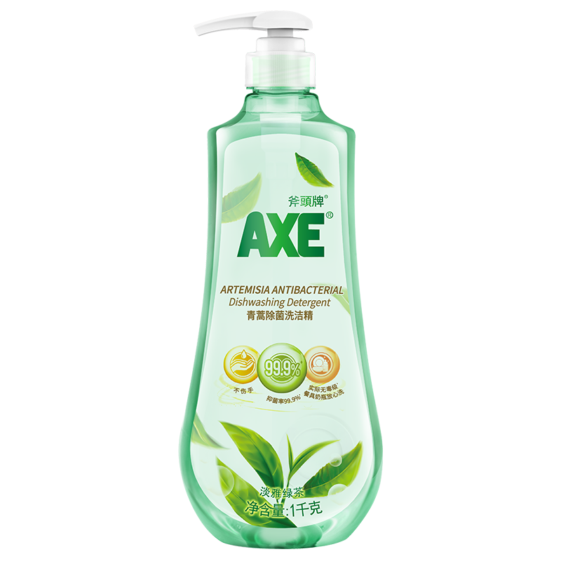 斧头牌（AXE）青蒿除洗洁精1kg泵装 淡雅绿茶 天然青蒿 除率99.9% 全新升级 新老包装随机发货