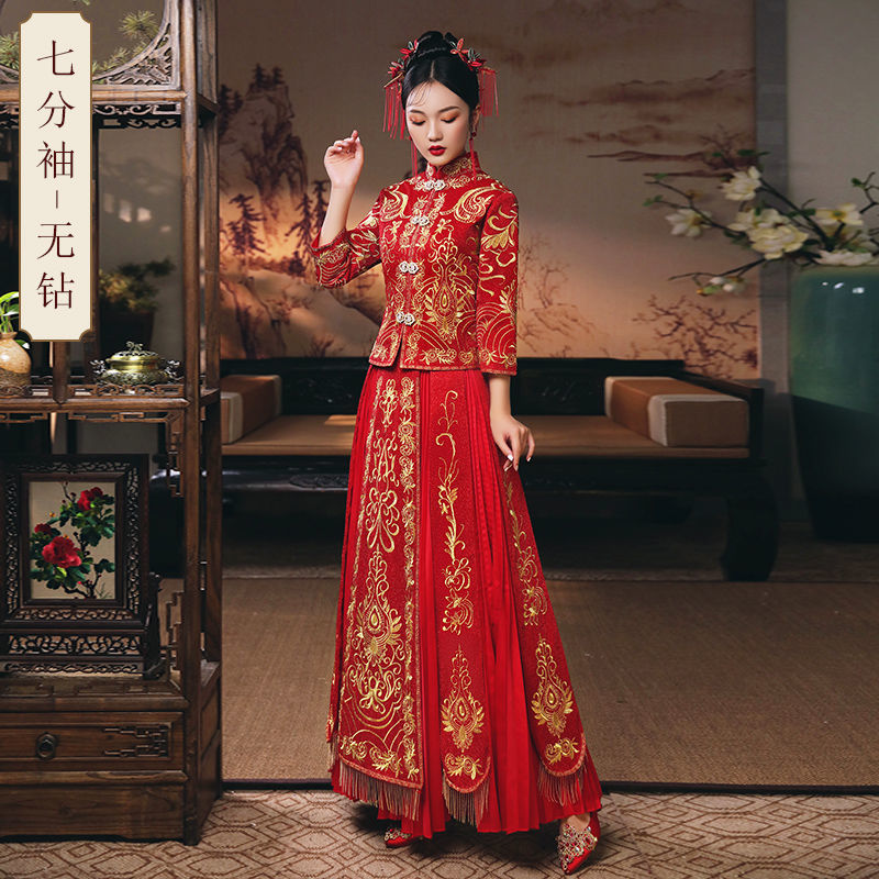 凤冠霞帔小个子古代汉服婚纱结婚礼服秀禾服2021新款结婚女新娘中式
