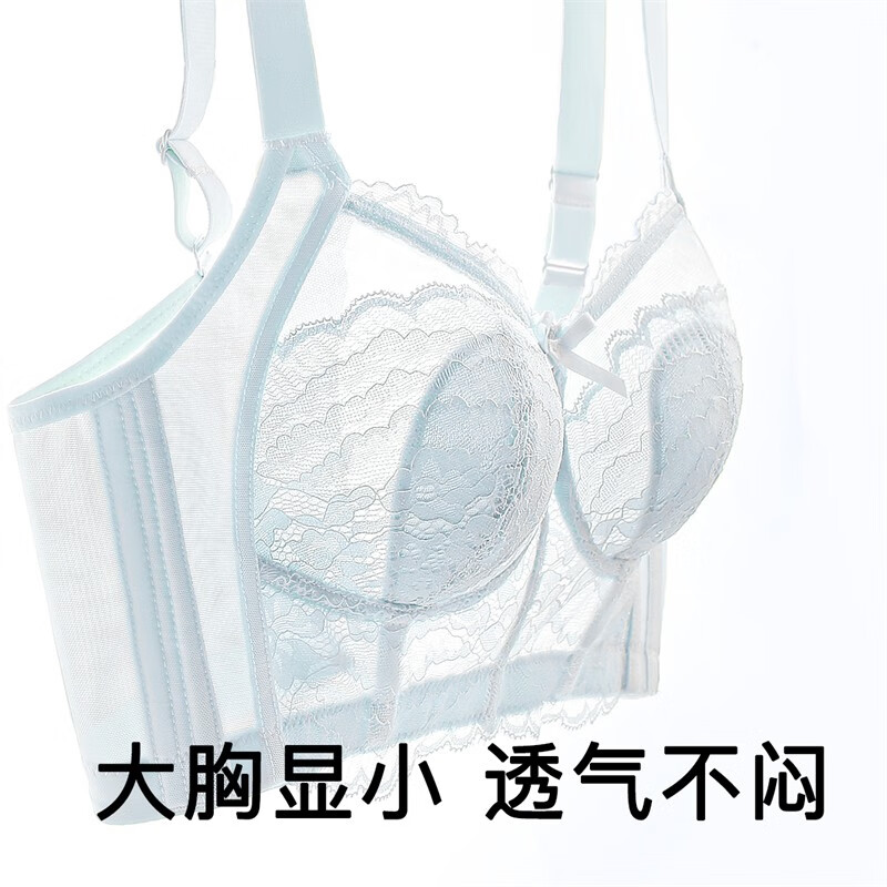 型薄款胸罩内衣女无钢圈聚拢内衣文胸 花落缤纷(经典超薄)清水蓝 80b