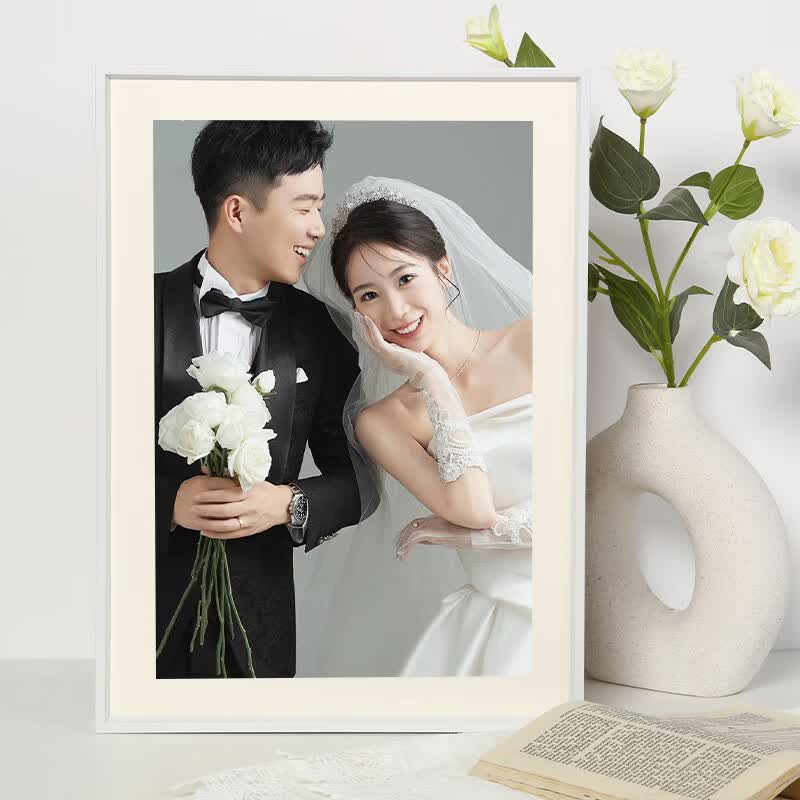创赢洗照片婚纱照相框打印全家福放大挂墙24寸艺术写真画框定制 亚白色 10寸【20.3*25.3cm】含照片怎么看?