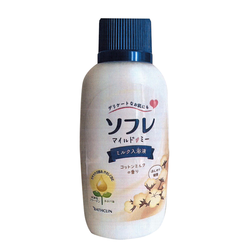 巴斯克林舒芙蕾入浴液棉柔奶香720ml儿童适用留香久日本进口植物奶浴