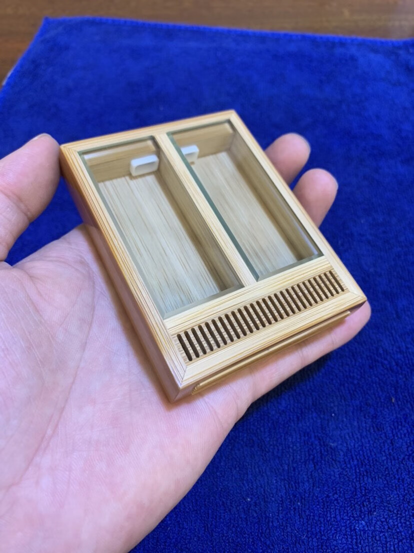 竹蛉盒 曹自康系列黄蛉盒竹蛉盒金钟盒 鸣虫用具竹盒 1号双格黄蛉盒