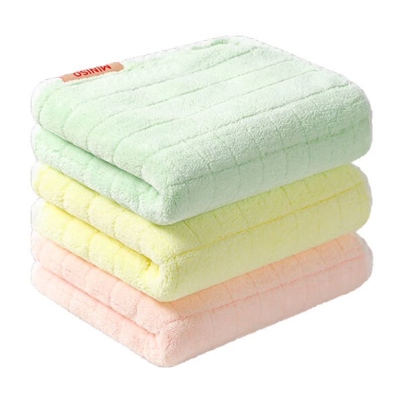 名创优品毛巾洗脸毛巾3条装家用男女成人速干发珊瑚绒洗澡情侣