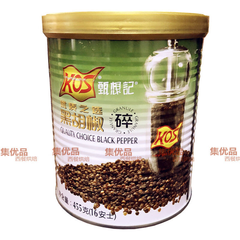 食芳溢甄想记黑胡椒碎455g纯黑椒碎粒kos西餐料理牛排意面调料 黑椒碎