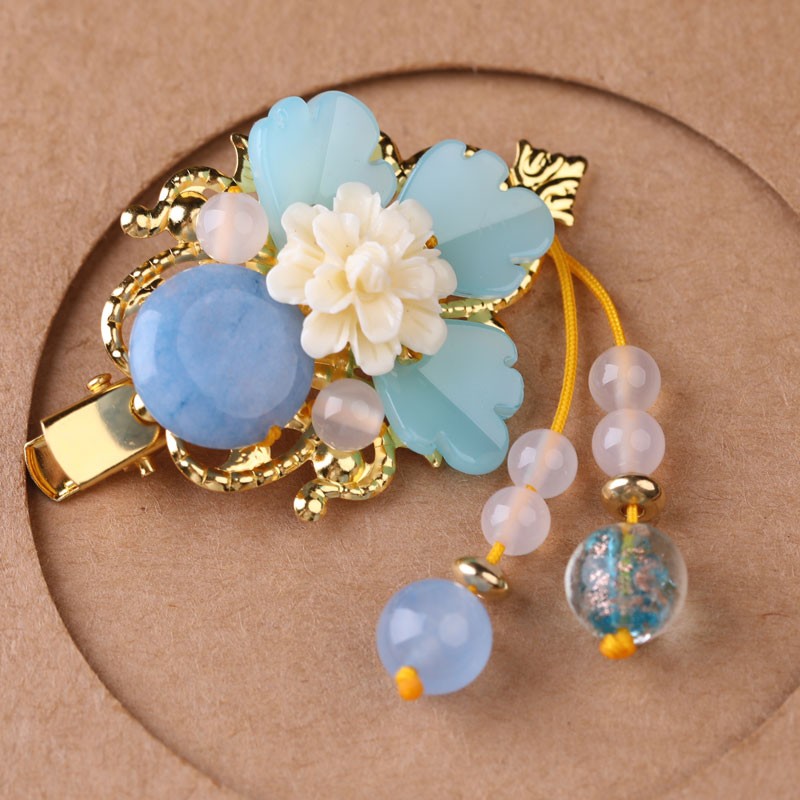 江南初见云南民族风边夹流苏发夹古装琉璃发卡夹子头饰成人鸭嘴夹配饰