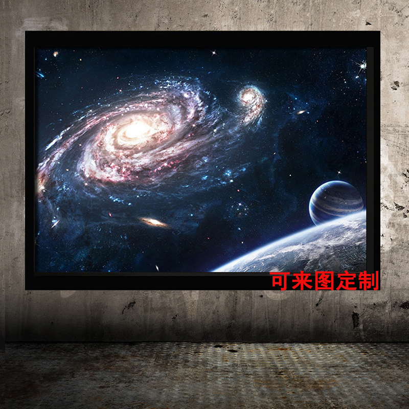狼天影 宇宙星系海报墙贴纸银河系太空唯美科幻装饰挂画天文星象图