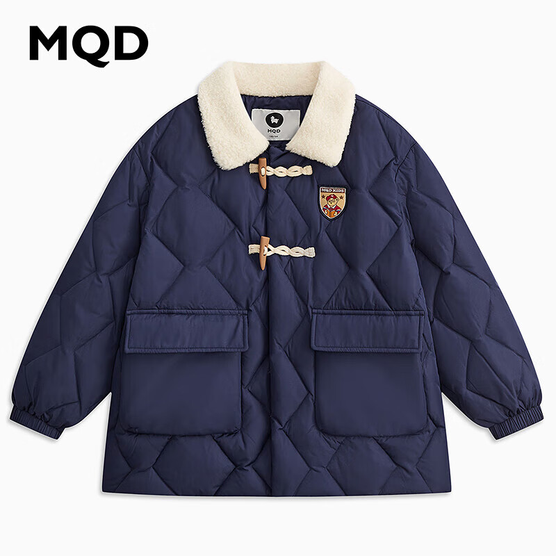 马骑顿（MQD）童装男大童冬款保暖舒适中长款羽绒服 藏青色 120