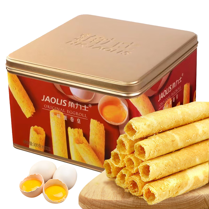 角力士（JAOLIS）原味手工蛋卷300g/盒 鸡蛋卷蛋黄酥年货礼盒休闲零食品小吃糕点心