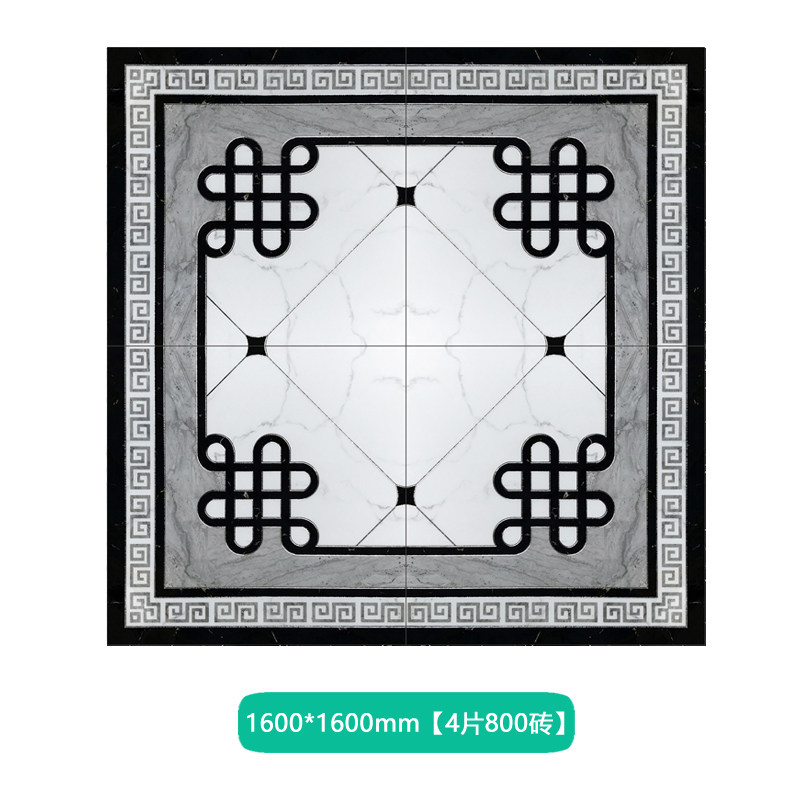 福兴安新中式客厅拼花地砖灰色地板砖走廊过道拼图地砖入户玄关拼花
