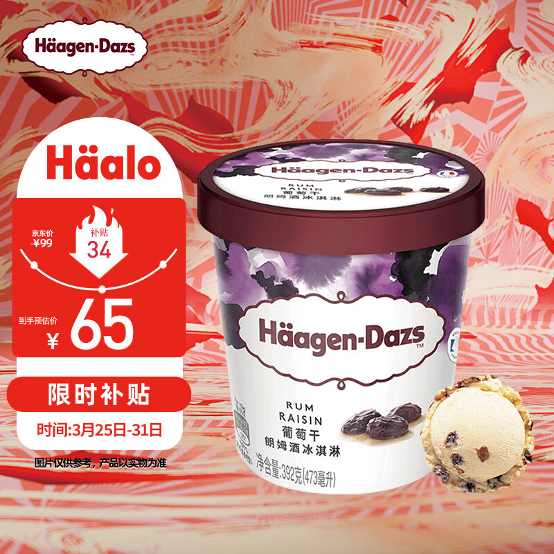 Häagen·Dazs 哈根达斯 葡萄干朗姆酒冰淇淋 392g