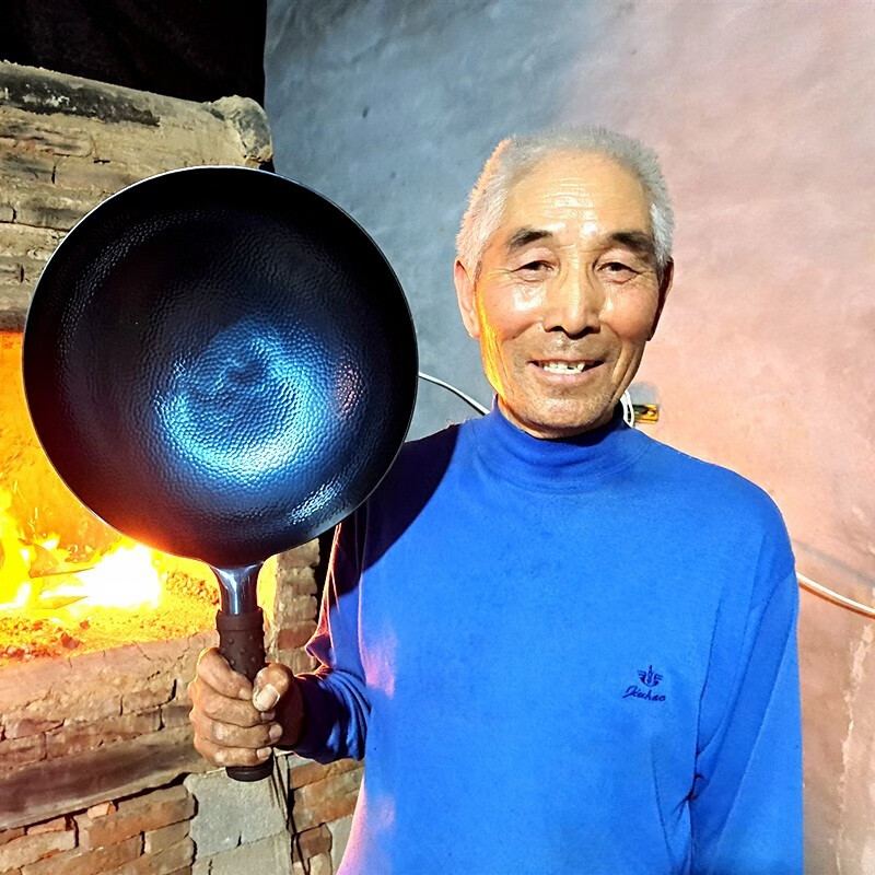 妙乐熊章丘正宗炒菜锅传统铁锅老式家用纯手工锻打无涂层不粘锅 38CM升级老师傅锻打[＋礼]