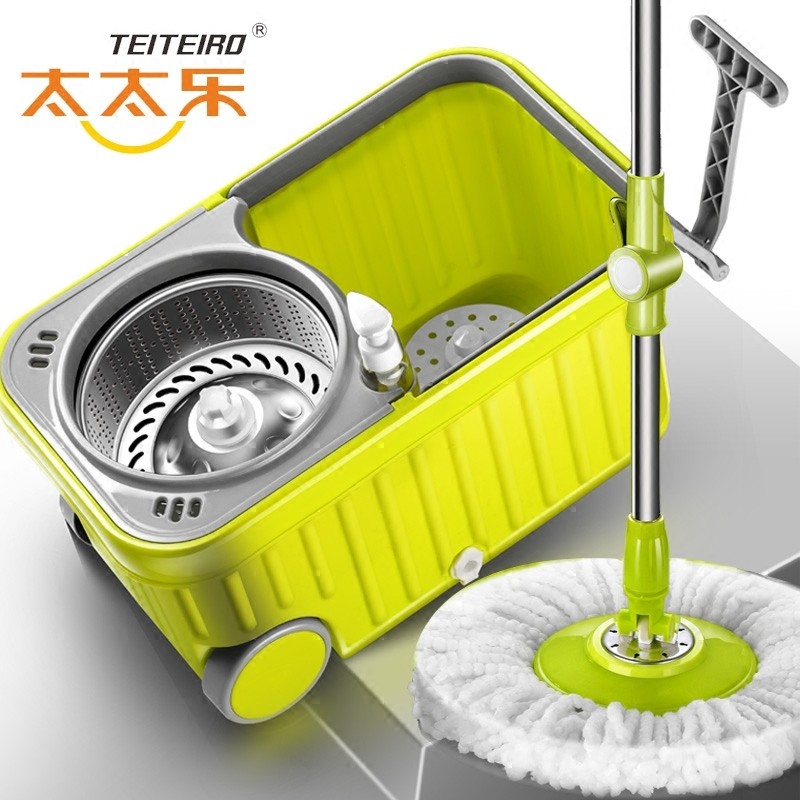 太太乐【太太乐拖把 5个拖把头】大号免手洗双驱动旋转拖把桶