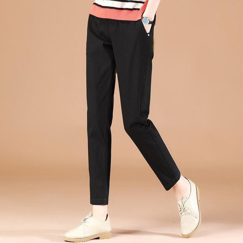 【女装新款】弹力棉春秋款九分裤子女装2021新款休闲裤女宽松哈伦裤