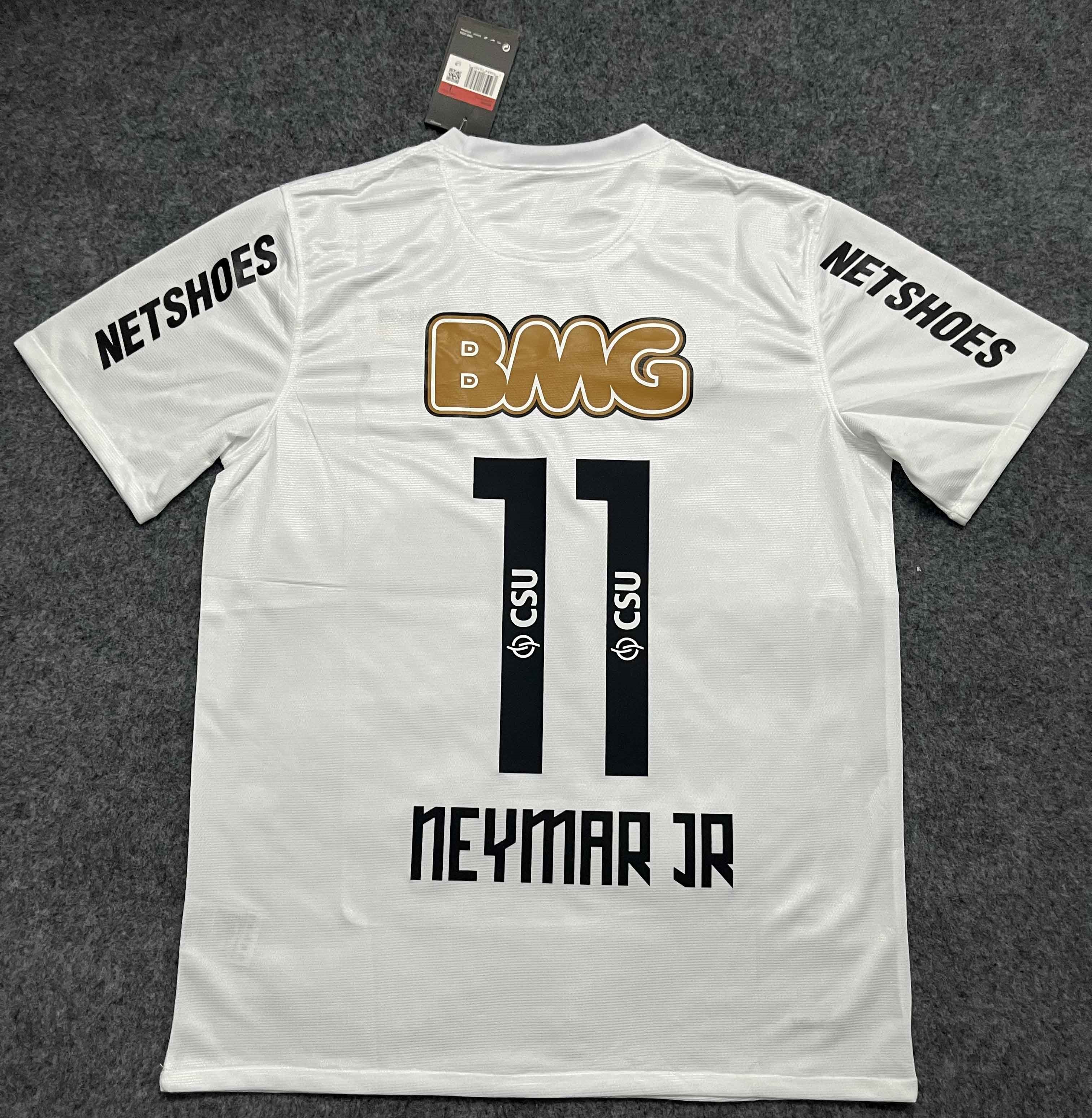 eoenkky1112复古桑托斯主场白色短袖球衣纪念版11号内马尔足球服男女